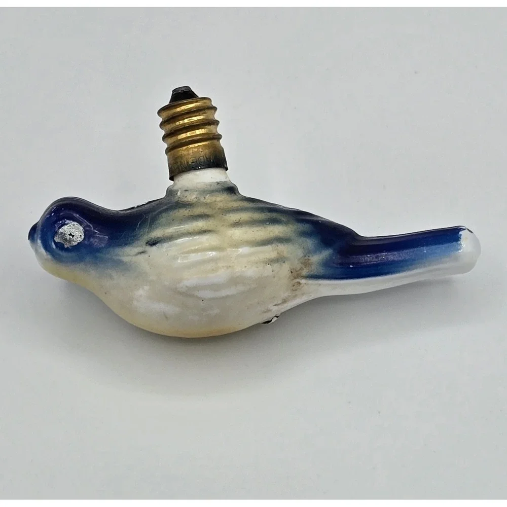 Vintage Blue Bird Figural Glass Light Bulb Mcm Art Deco Antique String‎ Light